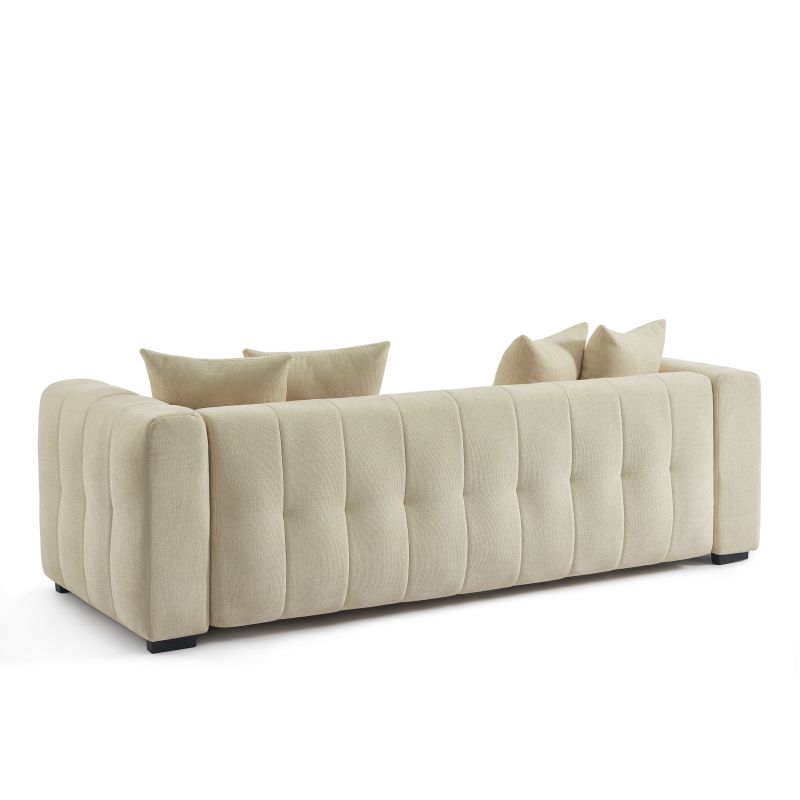Canapé droit convertible LEVIA 3 places tissu taupe
