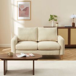 Canapé droit fixe CALIBA 2 places tissu chenille taupe