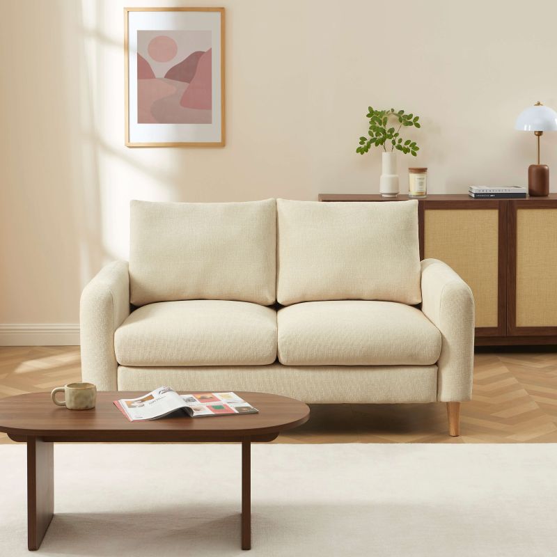 Canapé droit fixe CALIBA 2 places tissu chenille taupe