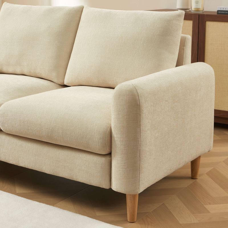 Canapé droit fixe CALIBA 2 places tissu chenille taupe