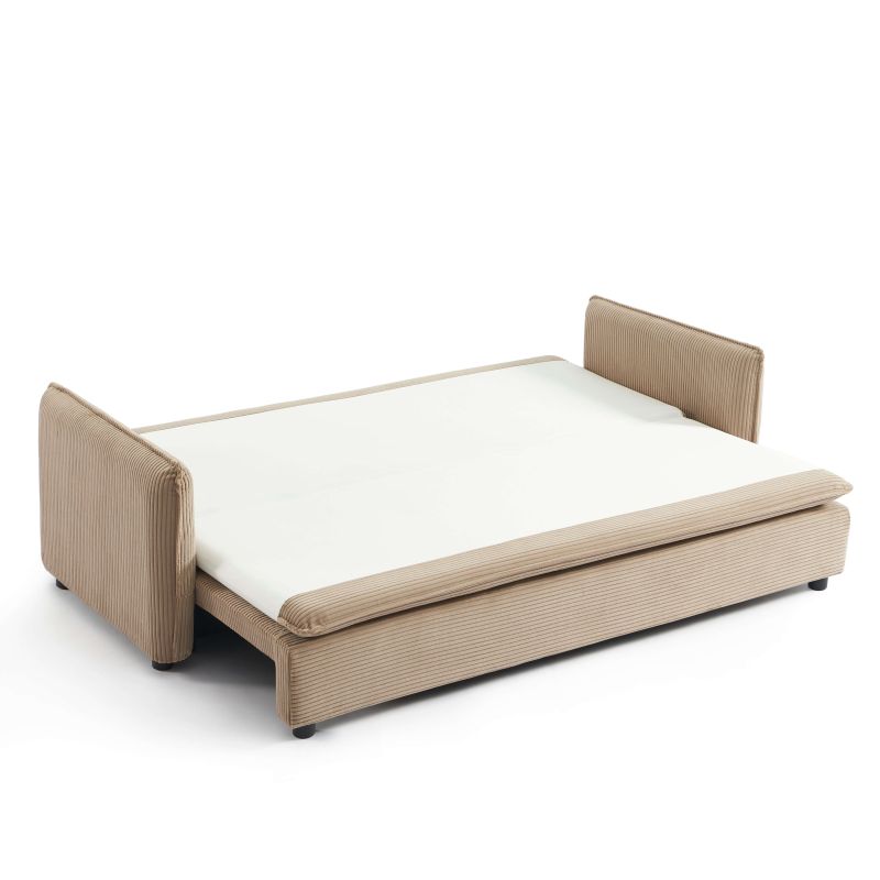Canapé droit convertible CIBOLA 3 places velours côtelé taupe