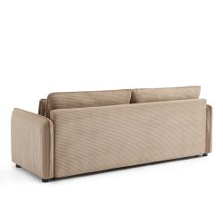 Canapé droit convertible CIBOLA 3 places velours côtelé taupe