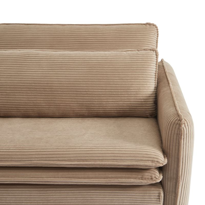 Canapé droit convertible CIBOLA 3 places velours côtelé taupe