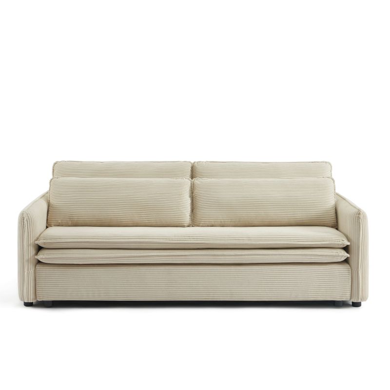 Canapé droit convertible CIBOLA 3 places velours côtelé beige
