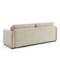 Canapé droit convertible CIBOLA 3 places velours côtelé beige