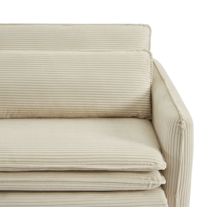 Canapé droit convertible CIBOLA 3 places velours côtelé beige