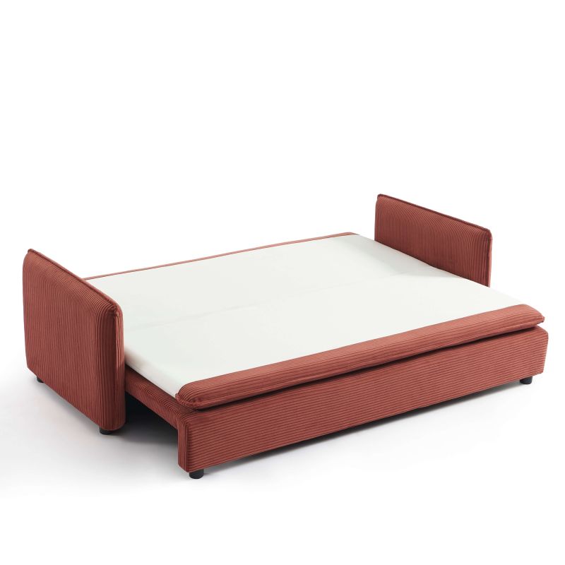 Canapé droit convertible CIBOLA 3 places velours côtelé terracotta