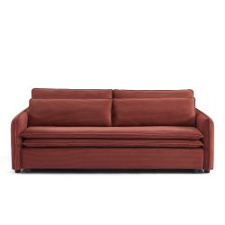 Canapé droit convertible CIBOLA 3 places velours côtelé terracotta