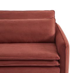 Canapé droit convertible CIBOLA 3 places velours côtelé terracotta