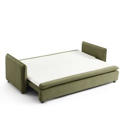 Canapé droit convertible CIBOLA 3 places velours côtelé vert