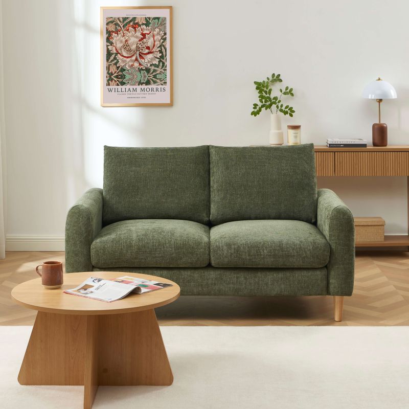 Canapé droit fixe CALIBA 2 places tissu chenille vert