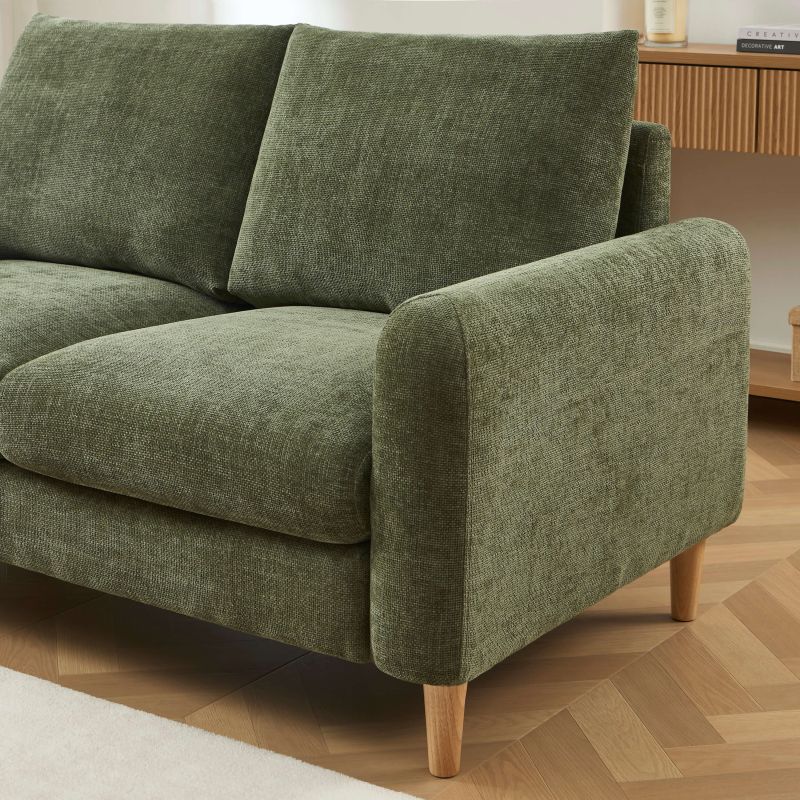 Canapé droit fixe CALIBA 2 places tissu chenille vert