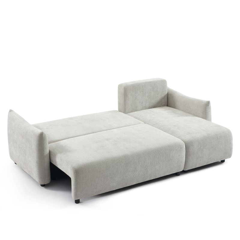 Canapé d'angle convertible et réversible NEMEA 4 places tissu chenille gris