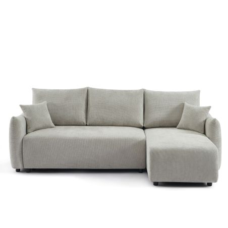 Canapé d'angle convertible et réversible NEMEA 4 places tissu chenille gris