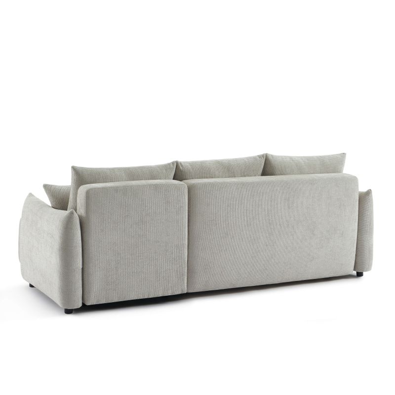 Canapé d'angle convertible et réversible NEMEA 4 places tissu chenille gris