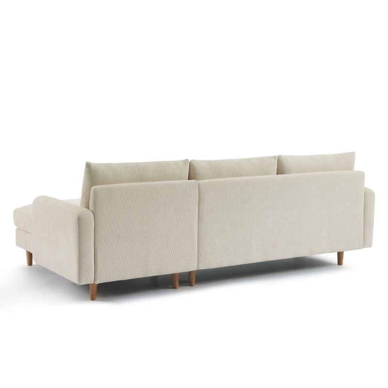 Canapé d'angle réversible fixe CALIBA 4 places tissu chenille beige