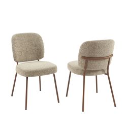 Lot de 2 chaises MOE tissu marron clair pieds effet bois