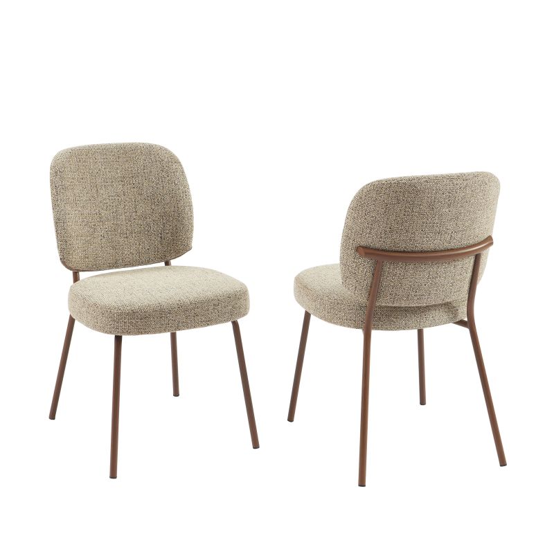 Lot de 2 chaises MOE tissu marron clair pieds effet bois