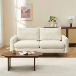 Canapé droit fixe CALIBA 3 places tissu chenille beige