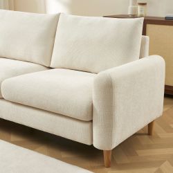 Canapé droit fixe CALIBA 3 places tissu chenille beige