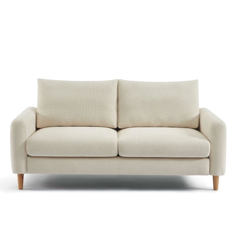 Canapé droit fixe CALIBA 3 places tissu chenille beige