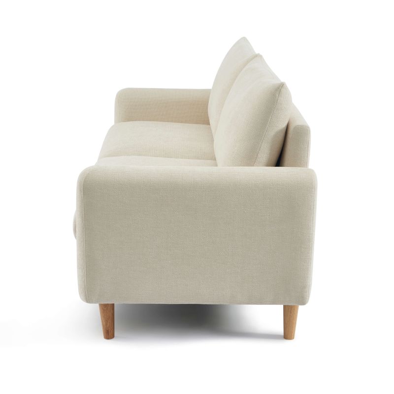 Canapé droit fixe CALIBA 3 places tissu chenille beige