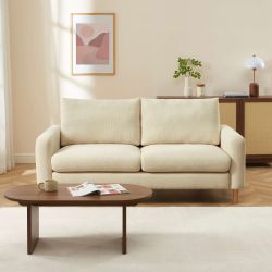 Canapé droit fixe CALIBA 3 places tissu chenille taupe