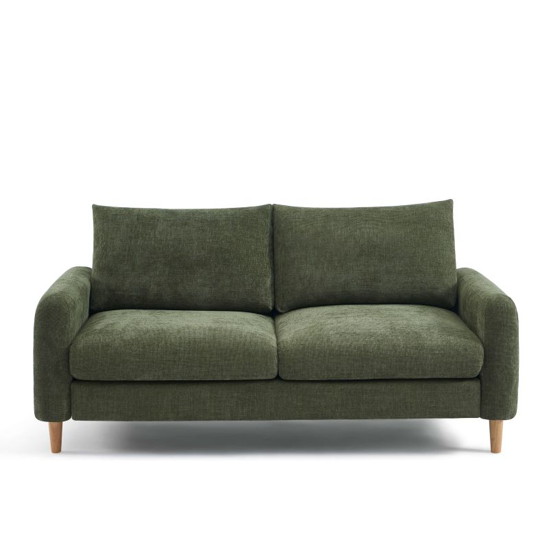 Canapé droit fixe CALIBA 3 places tissu chenille vert