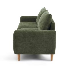 Canapé droit fixe CALIBA 3 places tissu chenille vert