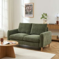 Canapé droit fixe CALIBA 2 places tissu chenille vert