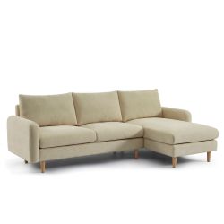 Canapé d'angle réversible fixe CALIBA 4 places tissu chenille taupe