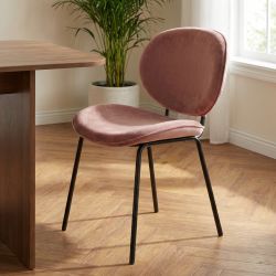 Lot de 2 chaises SHEILA velours rose pieds métal noir