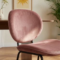 Lot de 2 chaises SHEILA velours rose pieds métal noir