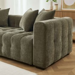 Canapé droit convertible LEVIA 3 places tissu vert