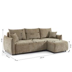 Canapé d'angle convertible et réversible NEMEA 4 places tissu chenille marron