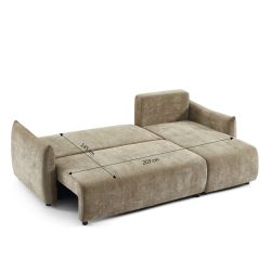 Canapé d'angle convertible et réversible NEMEA 4 places tissu chenille marron