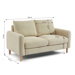 Canapé droit fixe CALIBA 2 places tissu chenille taupe