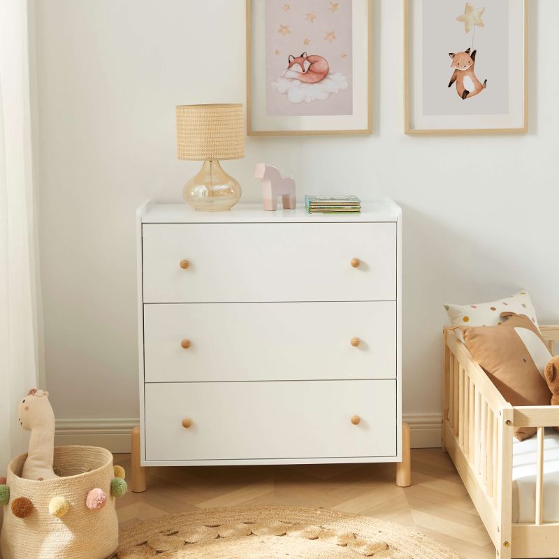 Commode enfant MONA 3 tiroirs blanc 86cm