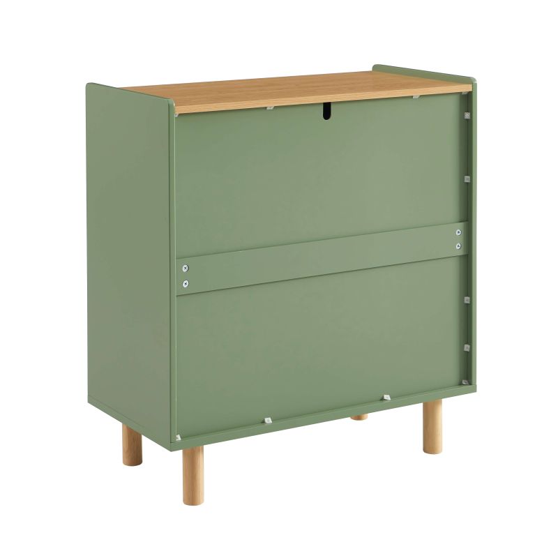 Commode enfant AURA 3 tiroirs vert et effet chêne 80 cm