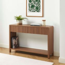 Console UTICA effet noyer 2 tiroirs 120cm