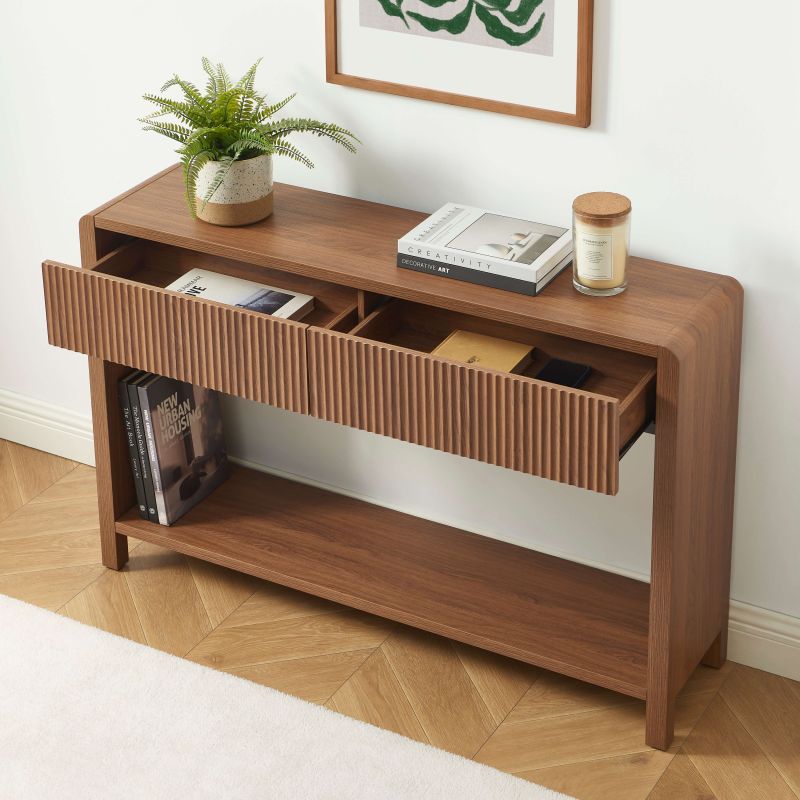 Console UTICA effet noyer 2 tiroirs 120cm