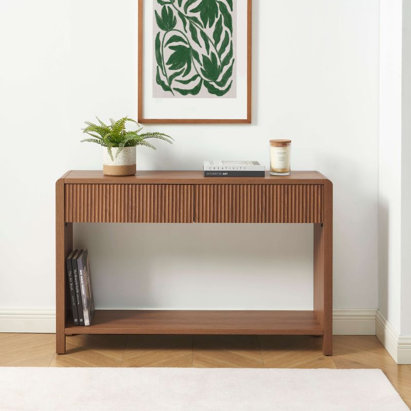 Console UTICA effet noyer 2 tiroirs 120cm