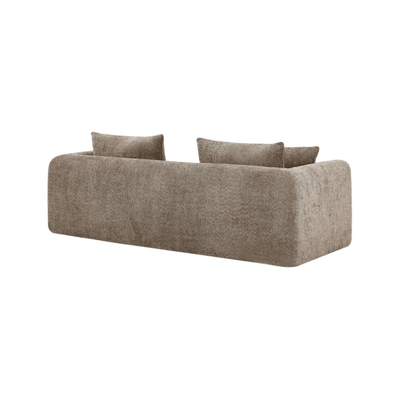 Canapé droit compressé convertible MORPHEO 3 places tissu bouclette marron