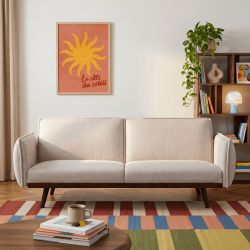 Canapé droit convertible VESTA 3 places tissu beige