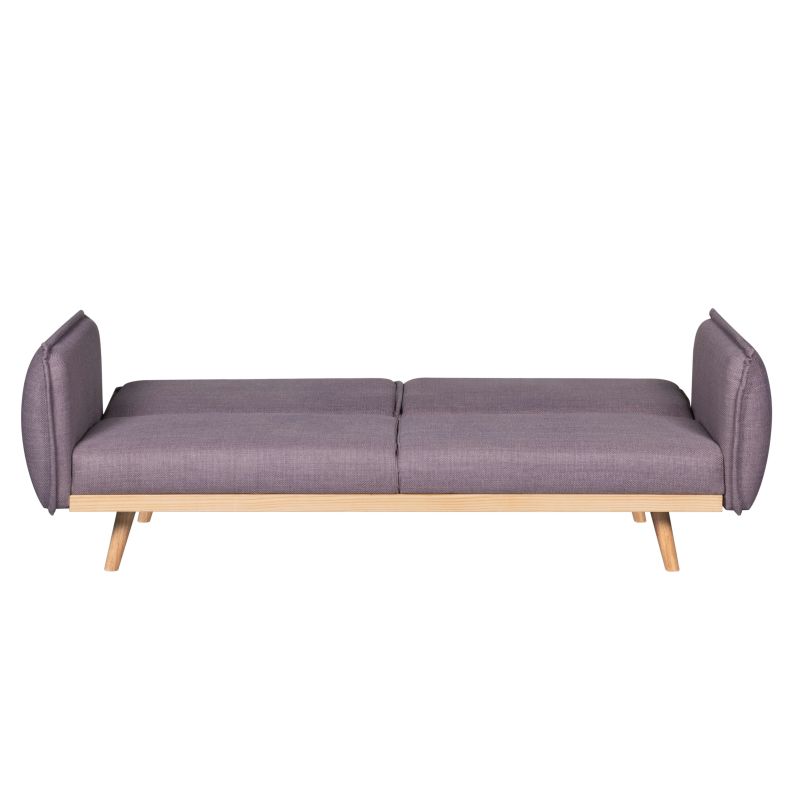 Canapé droit convertible VESTA 3 places tissu mauve