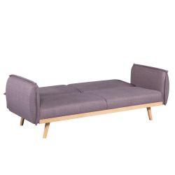 Canapé droit convertible VESTA 3 places tissu mauve