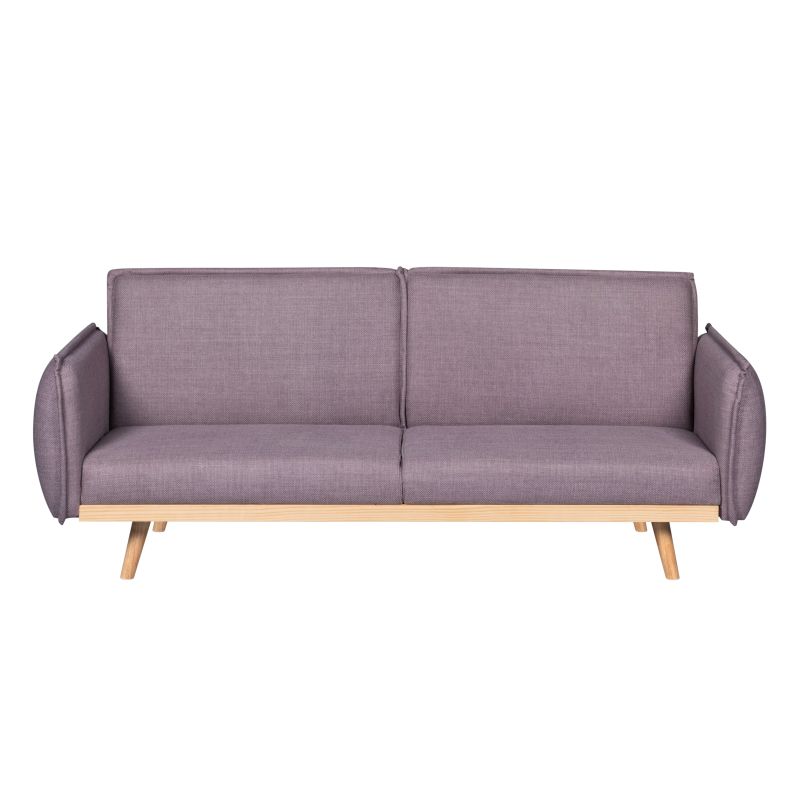 Canapé droit convertible VESTA 3 places tissu mauve