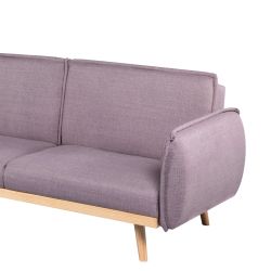 Canapé droit convertible VESTA 3 places tissu mauve