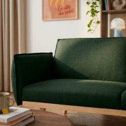 Canapé droit convertible VESTA 3 places tissu vert