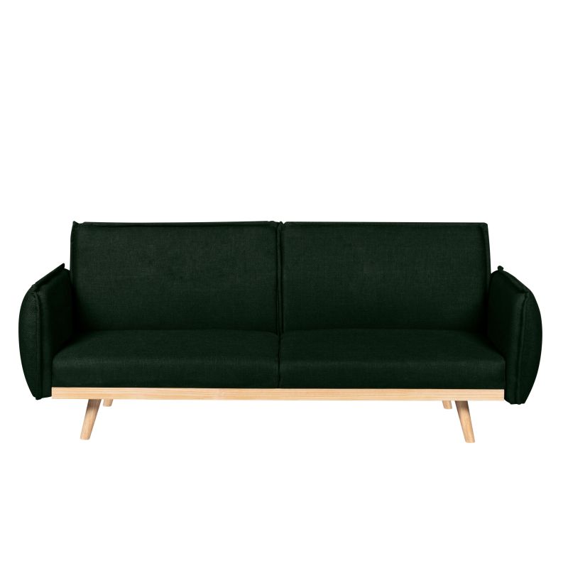 Canapé droit convertible VESTA 3 places tissu vert